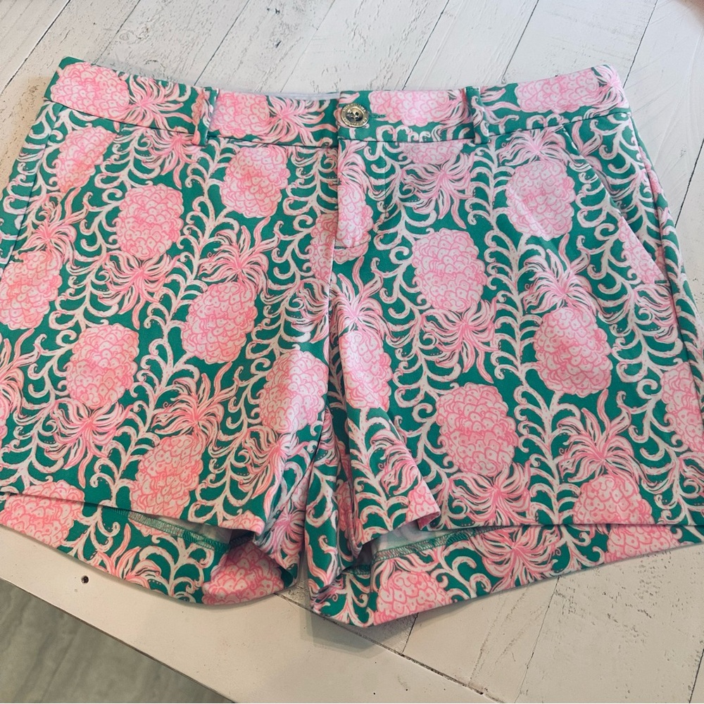 Lilly Pulitzer Pink and Green Pineapple Print Shorts